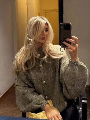 Knit Cardigan with Bat Sleeves