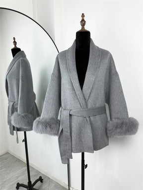 Amara Fur-Cuff Wool Coat