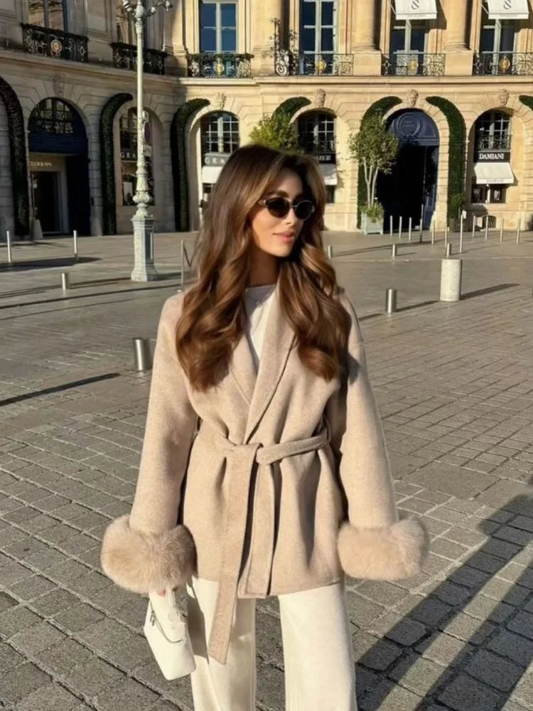 Aurelia Faux Fur Wool Coat