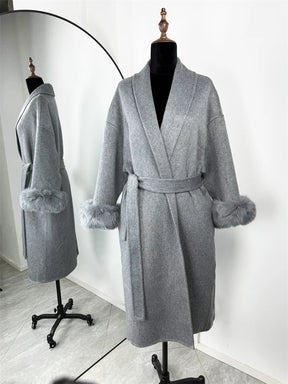 Amara Fur-Cuff Wool Coat