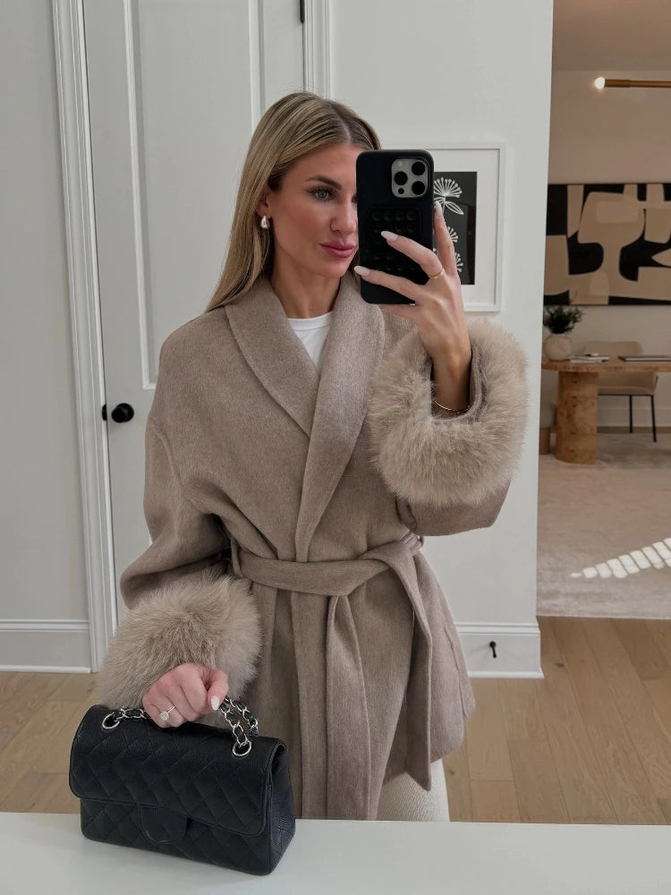 Aurelia Faux Fur Wool Coat