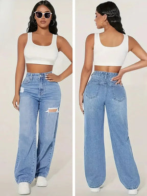 Aria High-Waist Distressed Jeans