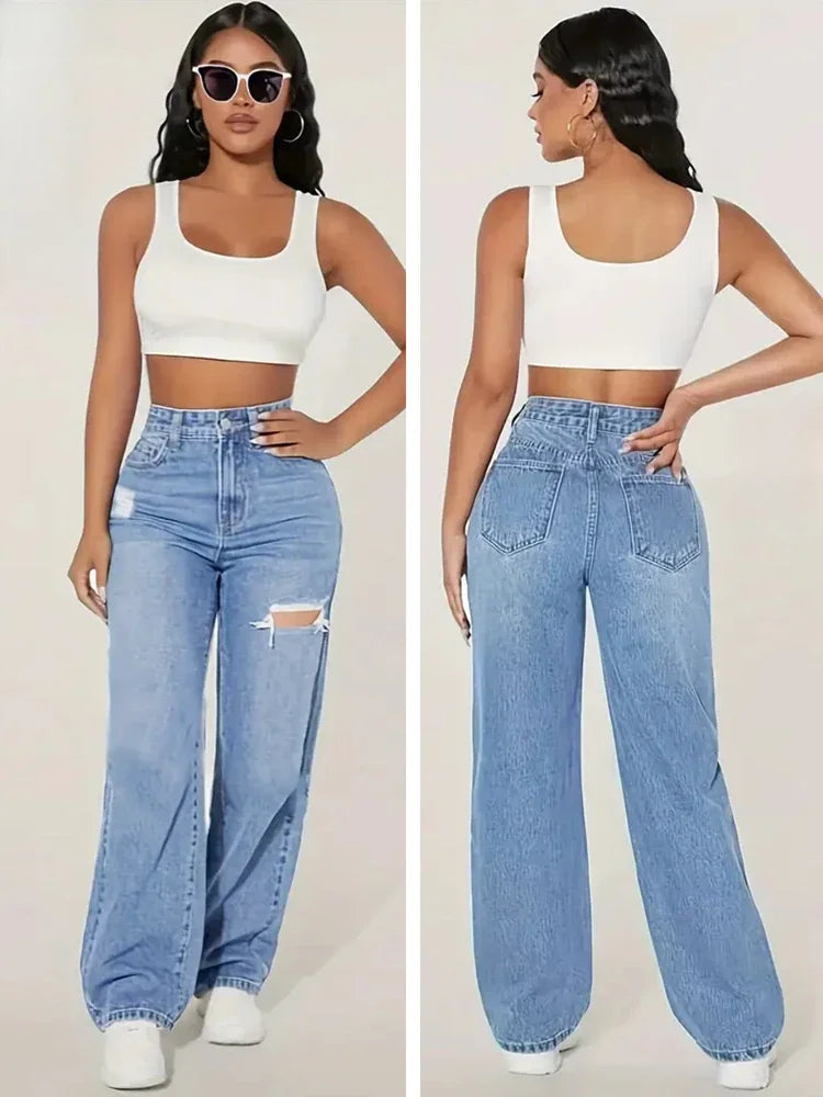 Aria High-Waist Distressed Jeans