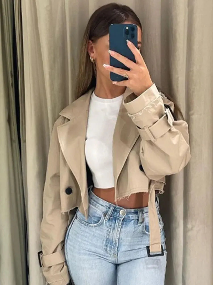 Élodie Cropped Trench Jacket