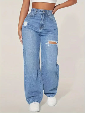 Aria High-Waist Distressed Jeans