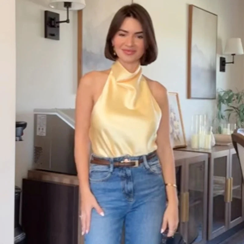 Sienna Satin Halter Top