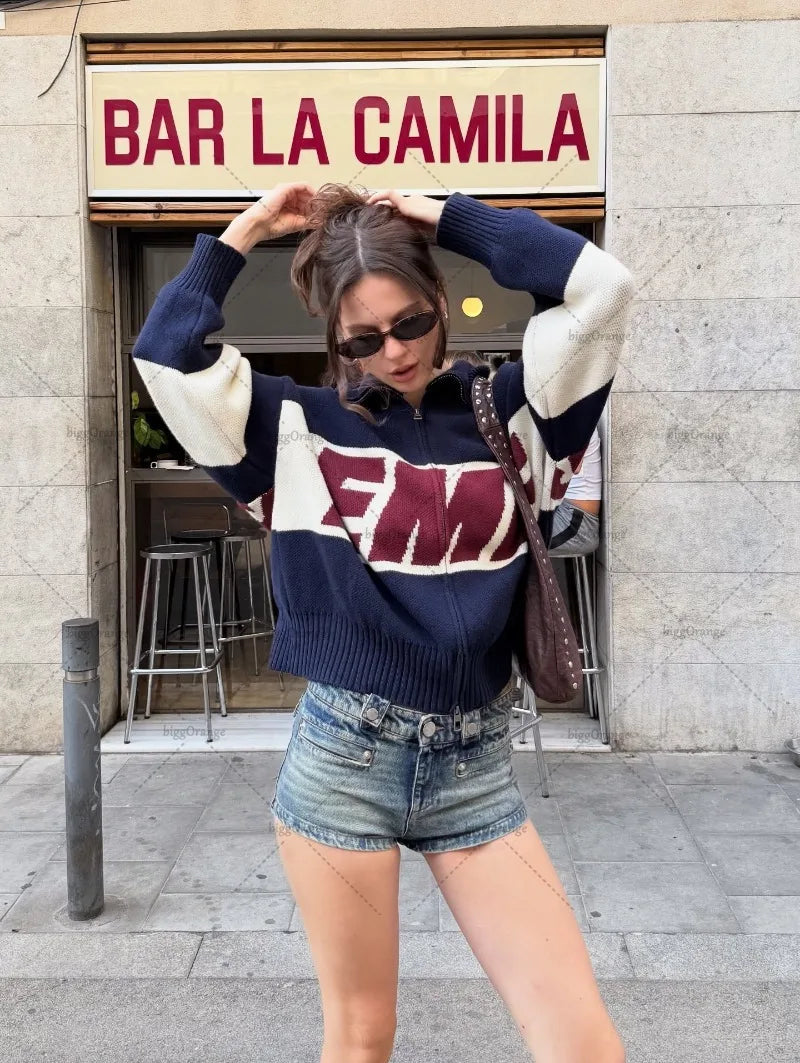 Oversized Zip Knit Sweater