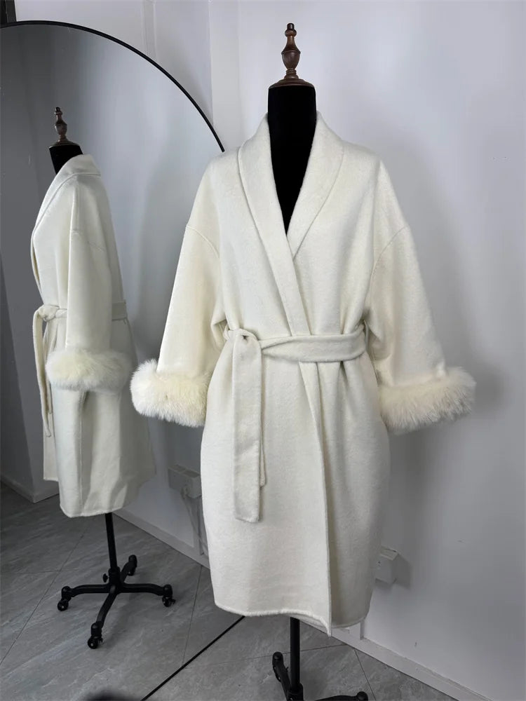 Amara Fur-Cuff Wool Coat