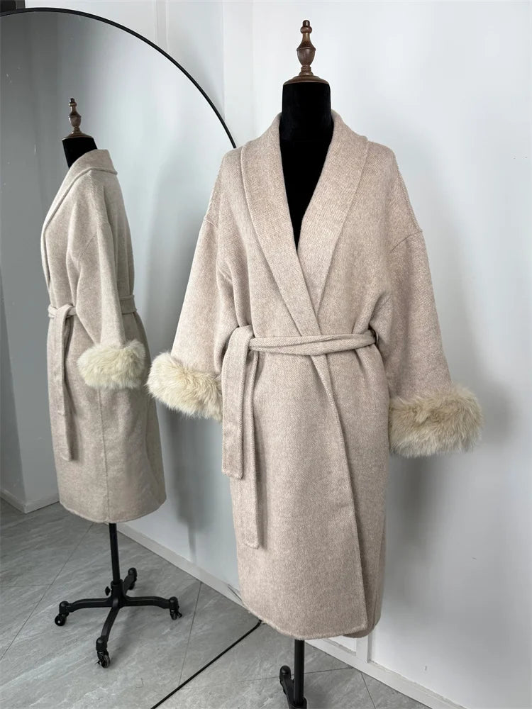 Amara Fur-Cuff Wool Coat