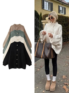 Knit Cardigan with Bat Sleeves