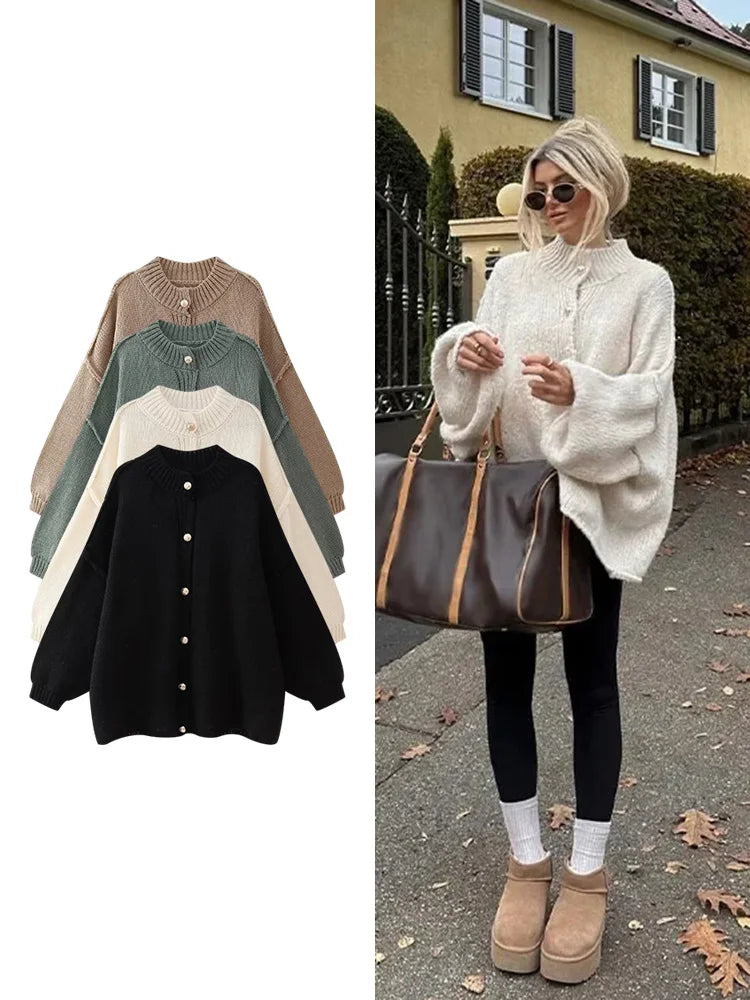 Knit Cardigan with Bat Sleeves