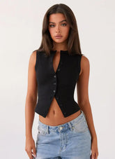 Noa Buttoned Crop Vest