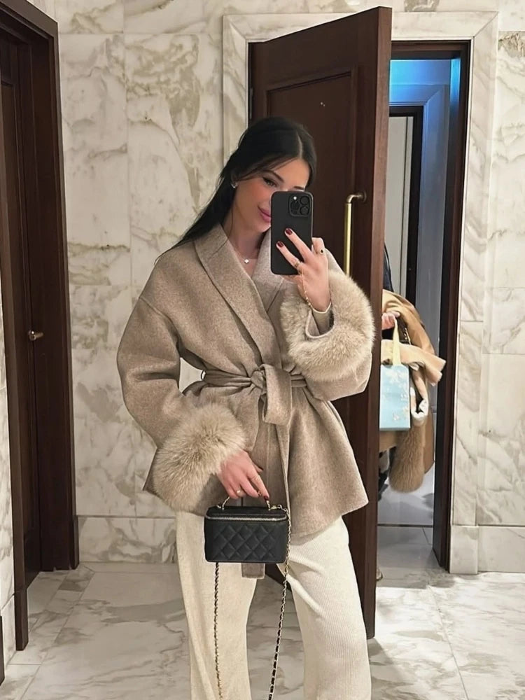 Aurelia Faux Fur Wool Coat