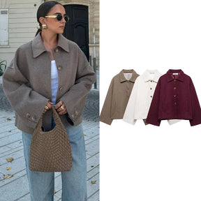 Ava Button-Up Wool Jacket