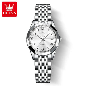 OLEVS 9970 Original Luxury Quartz Watch for Women Rhombus Mirror Digital Dial Calendar Stainless Steel Waterproof Wrist Watches