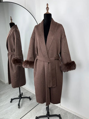 Amara Fur-Cuff Wool Coat