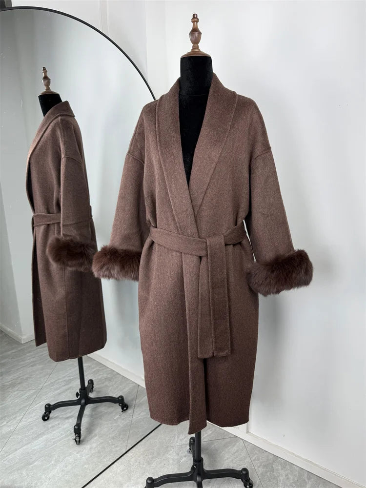 Amara Fur-Cuff Wool Coat