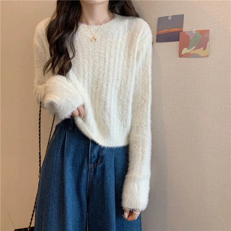 Lila Fuzzy Knit Crop Sweater
