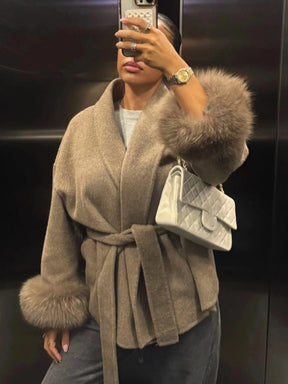 Aurelia Faux Fur Wool Coat