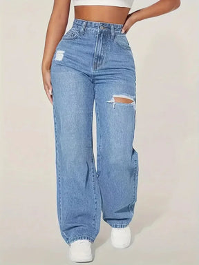 Aria High-Waist Distressed Jeans